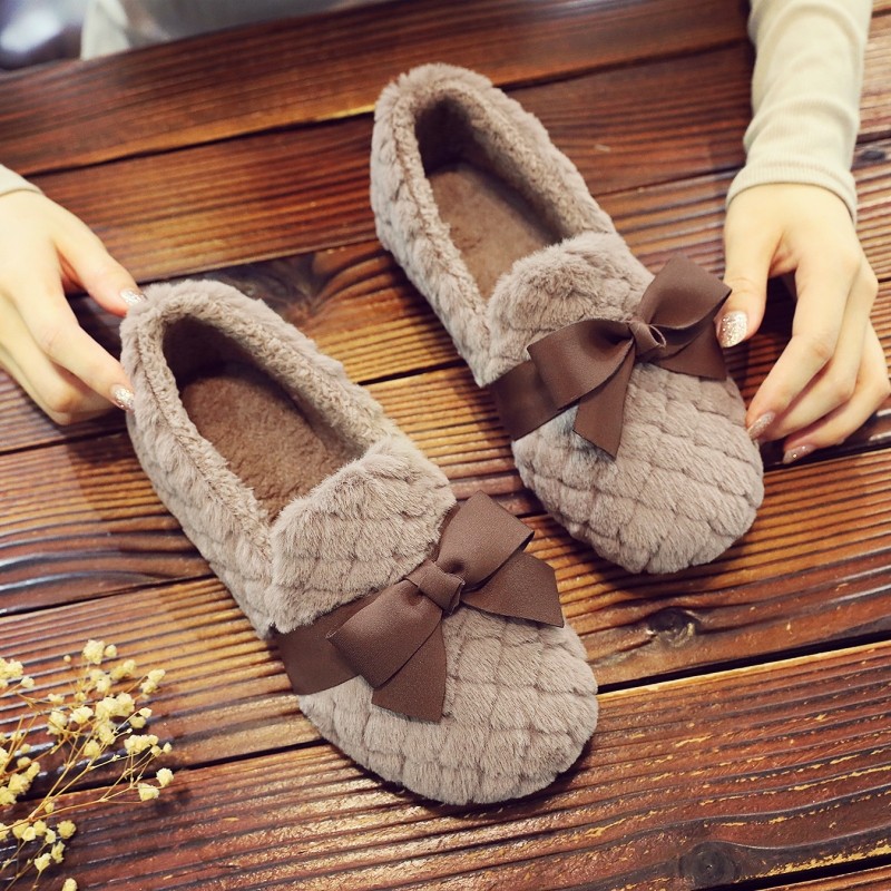 新款冬季平底加绒豆豆棉鞋一脚蹬老北京布鞋甜美蝴蝶结毛毛女棉鞋,淘宝优惠券,粉丝福利购,淘宝优惠卷
