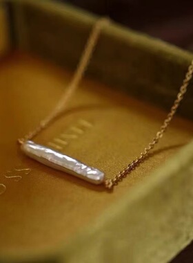 方形银条天然巴洛克珍珠项链简约个性可以单戴可以叠戴40cm+尾链