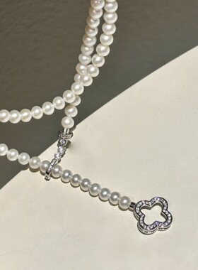 小项链幸运四ye草万能扣来精选淡水珍珠圆润细腻时尚简约不挑人