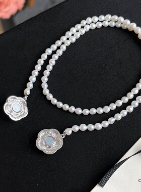 小香山茶花Baby珠项链 淡水珍珠 4-5镀真金山茶花磁吸扣 高洁淡雅