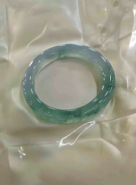 天然缅甸冰种翡翠玉手镯正品女款玉石正圈圆条A货飘花玉镯子晴水
