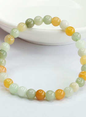 眷钰 天然缅甸a货翡翠手串多彩玉石手链女工厂fc3090107