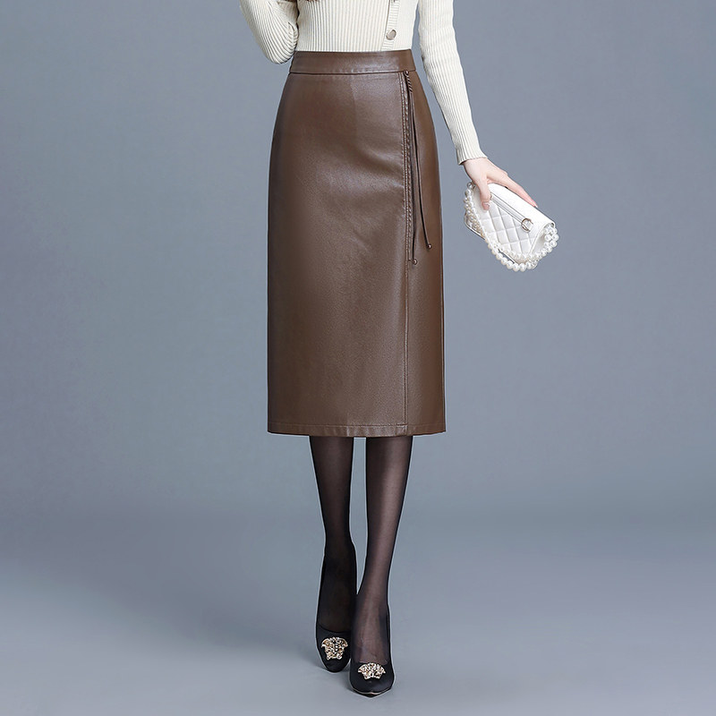 2025新款皮裙半身裙女秋冬季国风中长款半裙开叉显瘦高腰一步裙子,淘宝优惠券,粉丝福利购,淘宝优惠卷