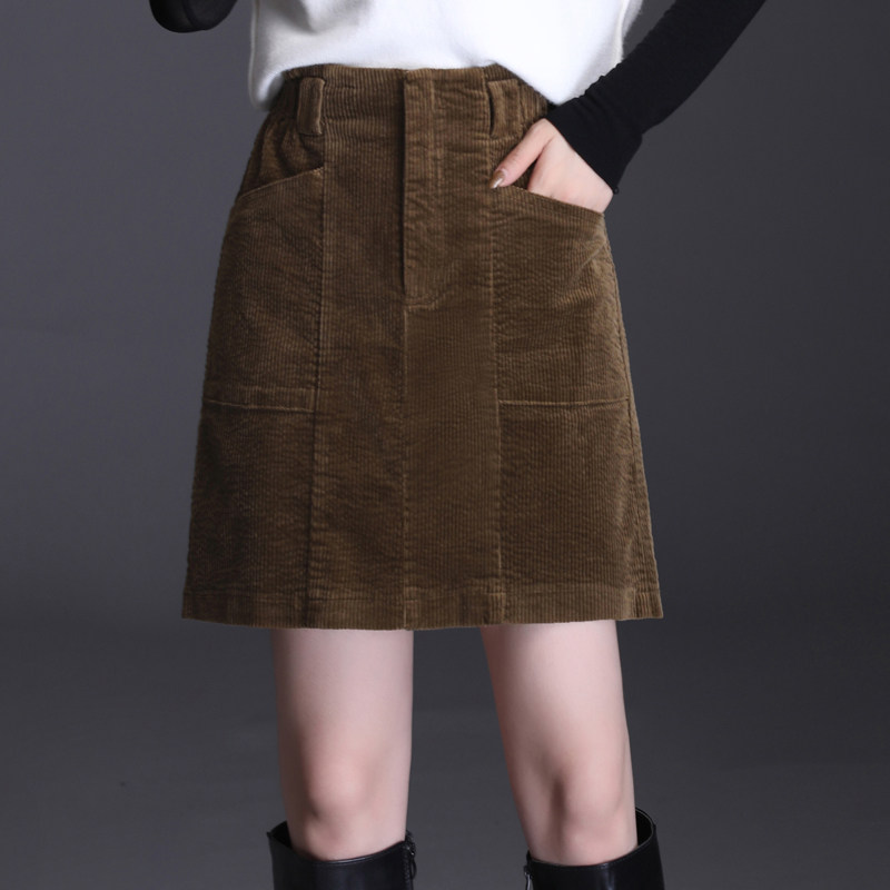 灯芯绒秋冬2020新款条绒显瘦半身裙 安泽蕊半身裙