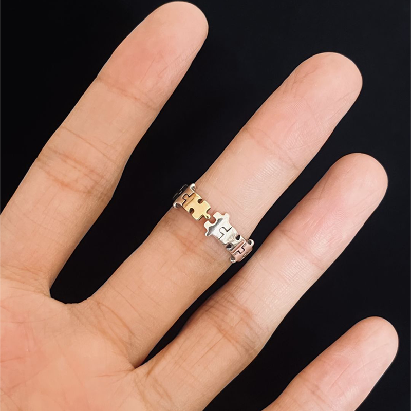 Silver fragment puzzle ring for women with high-end sense