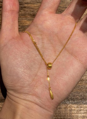 金色拉丝水滴项链女2025新款爆款