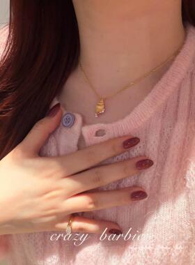 金色小海螺吊坠项链女配饰精致