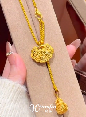 金色平安锁葫芦项链女配饰精致