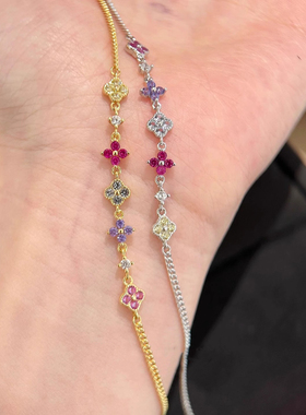 多巴胺彩色四叶花手链女款