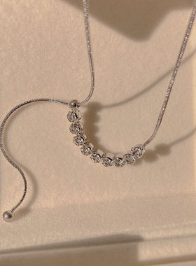 925银锆石项链女轻奢高级锁骨链