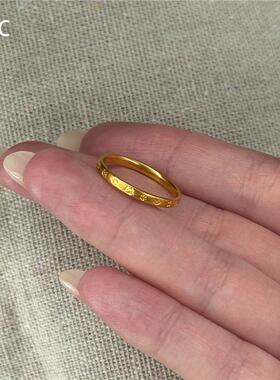 金色小猫印花戒指女2026新款指环