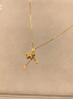 金色小马驹五帝钱项链新年送礼物