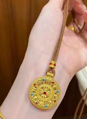 韦雪同款金色彩钻八宝罗盘吊坠