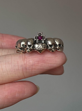 银色骷颅头戒指女小众设计指环