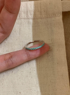 极细蓝色仿钻戒指女款轻奢小众