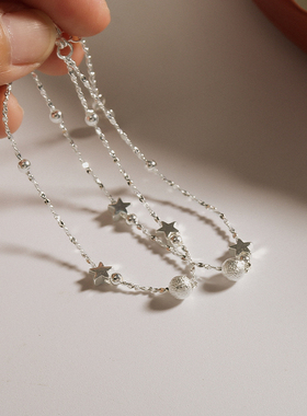 S925纯银星星双层叠戴手链女夏