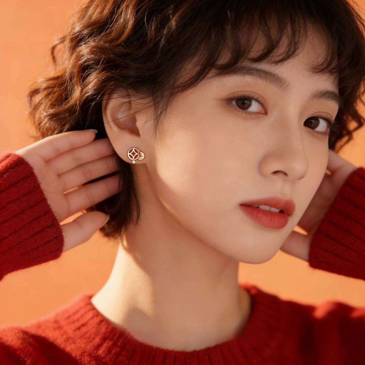 S925纯银马上暴富本命年耳钉女高级感新年喜庆生肖马耳环红色耳饰,淘宝优惠券,粉丝福利购,淘宝优惠卷