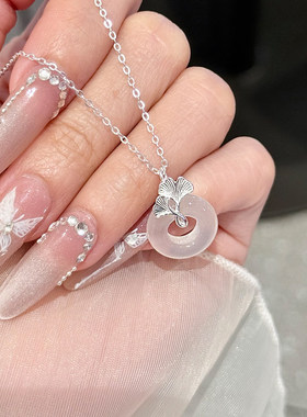 银杏叶平安扣项链女配饰闺蜜礼物