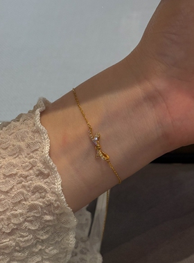 金色极细蝴蝶结手链女2026新爆款