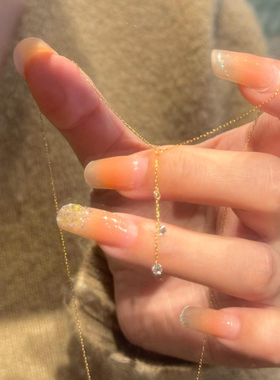 S925纯银极简水滴极细项链女款