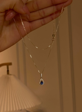镂空蓝色水滴项链女配饰时尚百搭