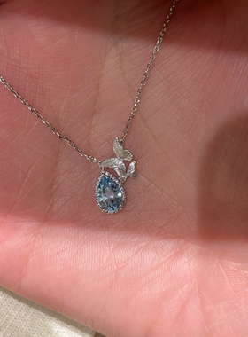 蝴蝶蓝水滴项链女2026新爆款颈链