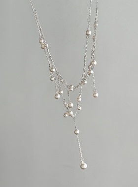 复古仿珍珠流苏项链气质百搭颈链