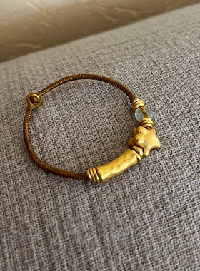 金色星星编织棕绳手链女小众设计