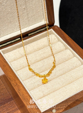 金色裙摆玫瑰花项链精致百搭颈链