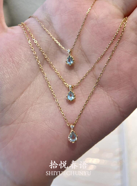 蓝色水滴项链女2025新款