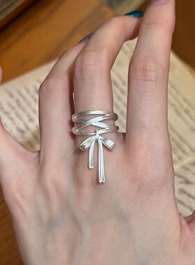 银色蝴蝶结戒指女2026新款高级感