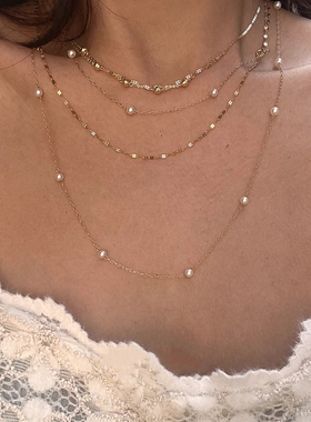 钛钢不掉色~长款仿珍珠项链女款