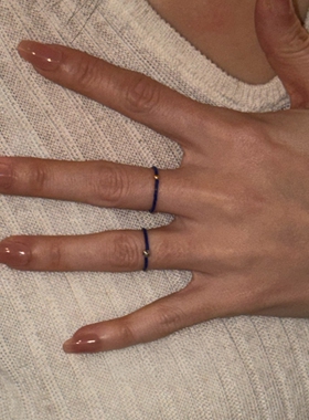 蓝色管珠戒指2026新款简约高级感