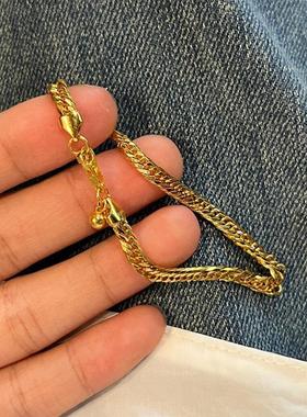 中古金色素链泡泡蛇骨手链女生