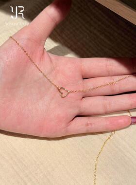 金色镂空爱心项链女配饰气质百搭