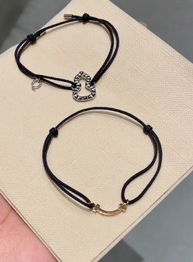 银色葫芦黑色编绳手链女2025新款