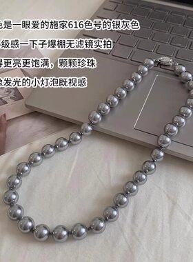 灰色仿珍珠项链女配饰简约气质