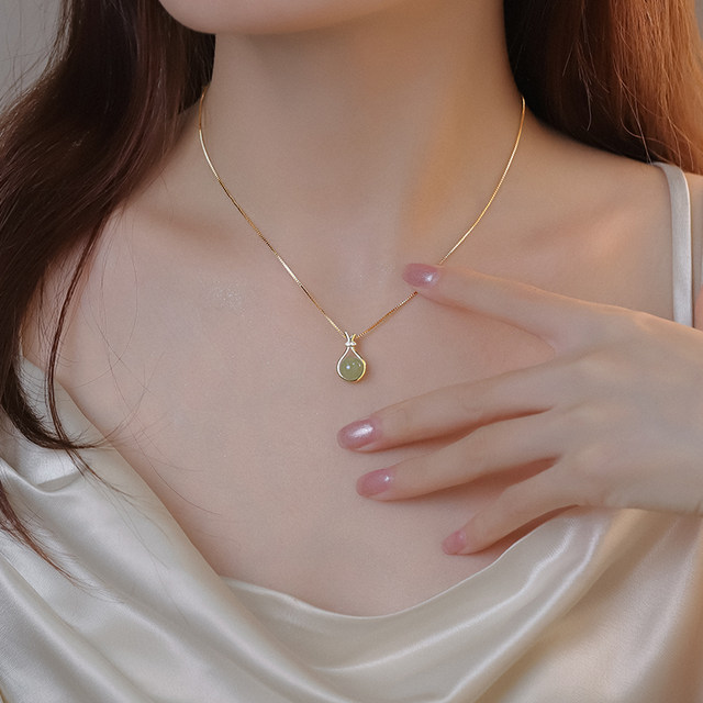 925 silver Hetian jade necklace light luxury niche pendant for women