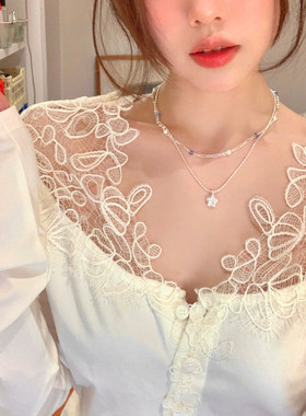 星星吊坠双层叠戴项链女
