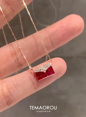 红色包包吊坠项链新年礼物颈链