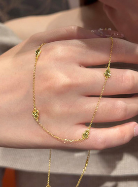 S925纯银金色鱼鳞小葫芦项链