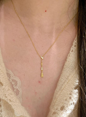 金色拉丝水滴项链女款2025新款