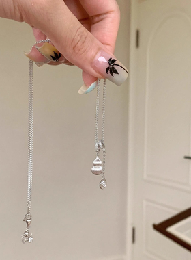 新中式银色拉丝宝钱葫芦吊坠项链