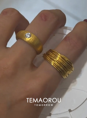 金色多层宽戒指女轻奢高级感指环