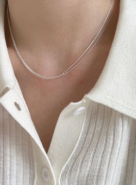 不对称拼接链条项链女款