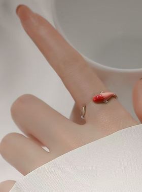 招财转运戒指女好运锦鲤鱼小众设计指环气质简约闺蜜可调节指环潮