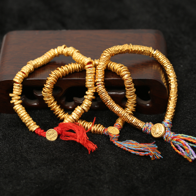 925古法银镀金錾刻吉言金手绳尾扣藏系印章扣子手链手串diy配件 - 图3