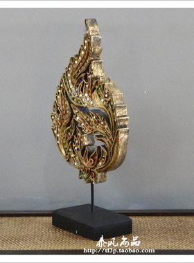 泰国木雕菩提叶东南亚风手工艺品