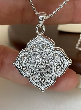 S925纯银新中式如意锁双面吊坠