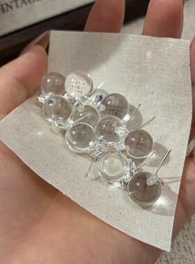 925银圆形水晶耳钉简约轻奢